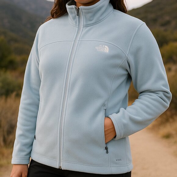 The North Face WindWall Fleece Jacket Full Zip Light Blue Womens Large - Picture 1 of 7